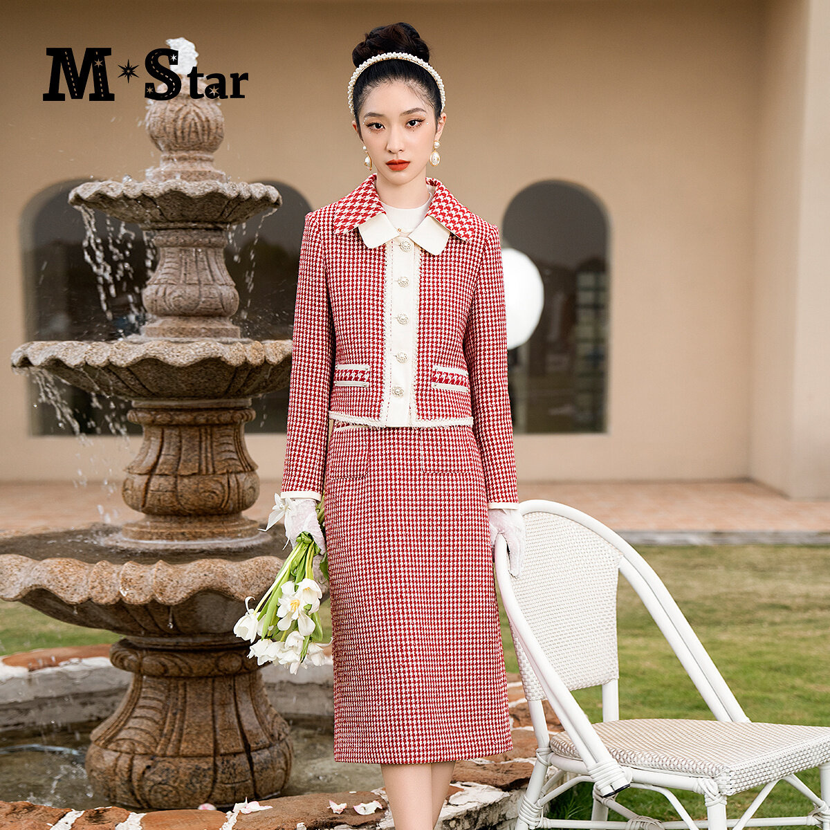 【蜜思仝】M-Star翻领拼色小香风外套女款长袖SEQG133572
