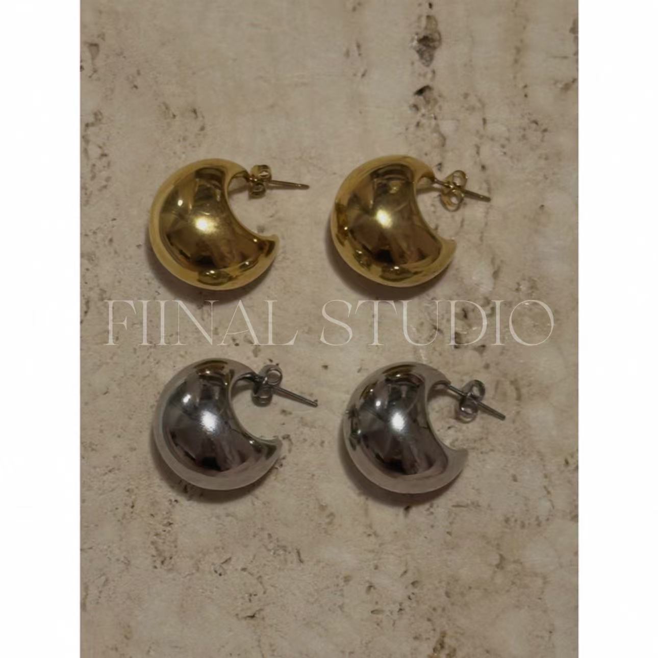 合金树脂耳饰 FIINAL《鸽子蛋》欧美轻奢耳环百搭金色