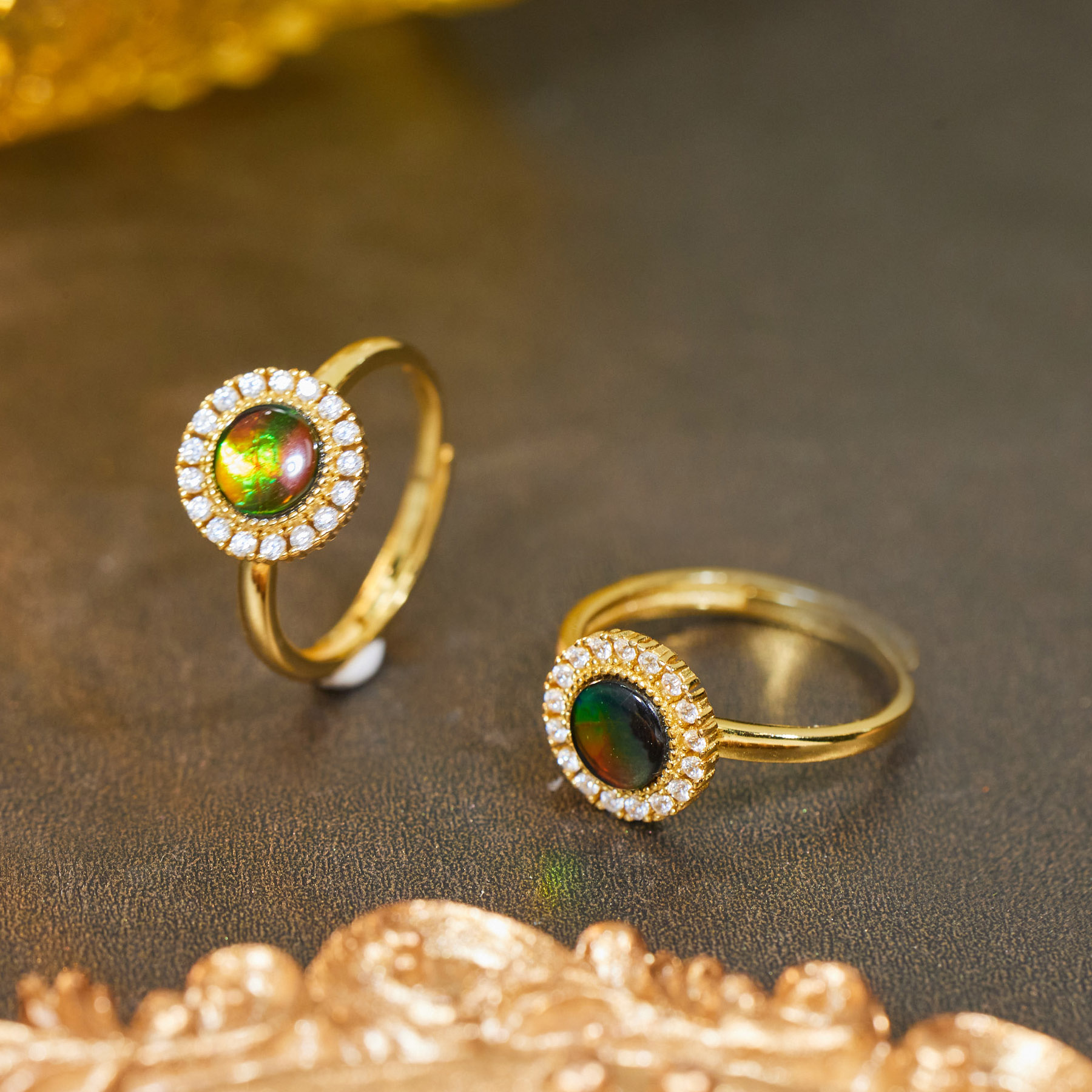 【歪歪】斑彩石圆形镶边戒指（李居明）（多样性发一I0360