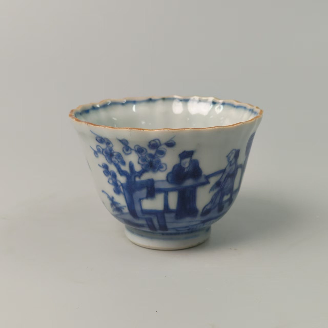 18 166 清雍正 青花人物瓜棱杯-5170056