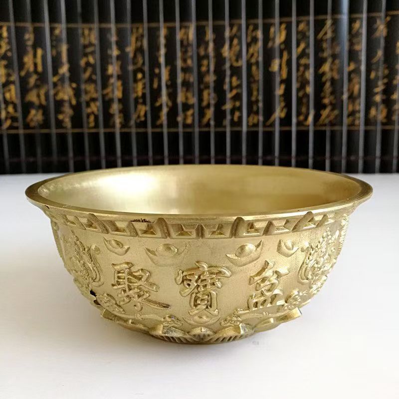 纯铜实心聚宝盆高档家居店铺装饰礼品