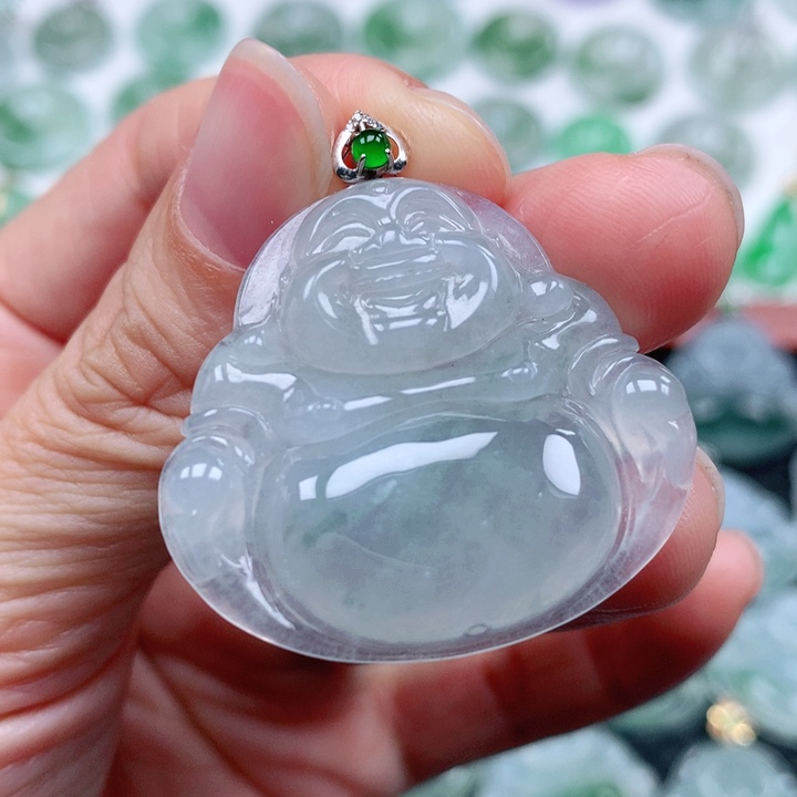 翡翠吊坠(不含链)18K金镶嵌