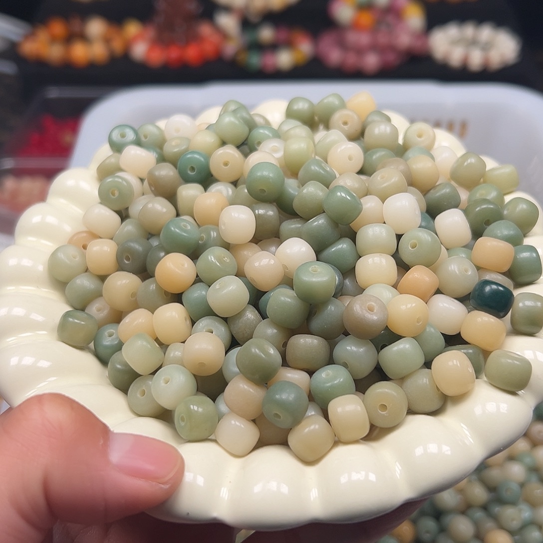 菩提根/象牙果手串120颗绿色药片10尺寸微瑕