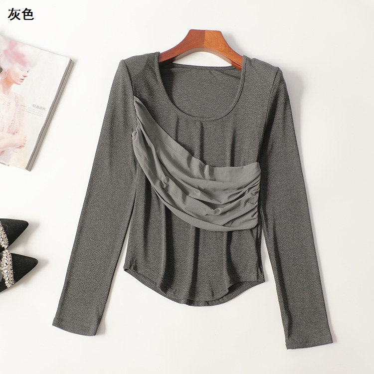 245320春短款长袖圆领打底衫