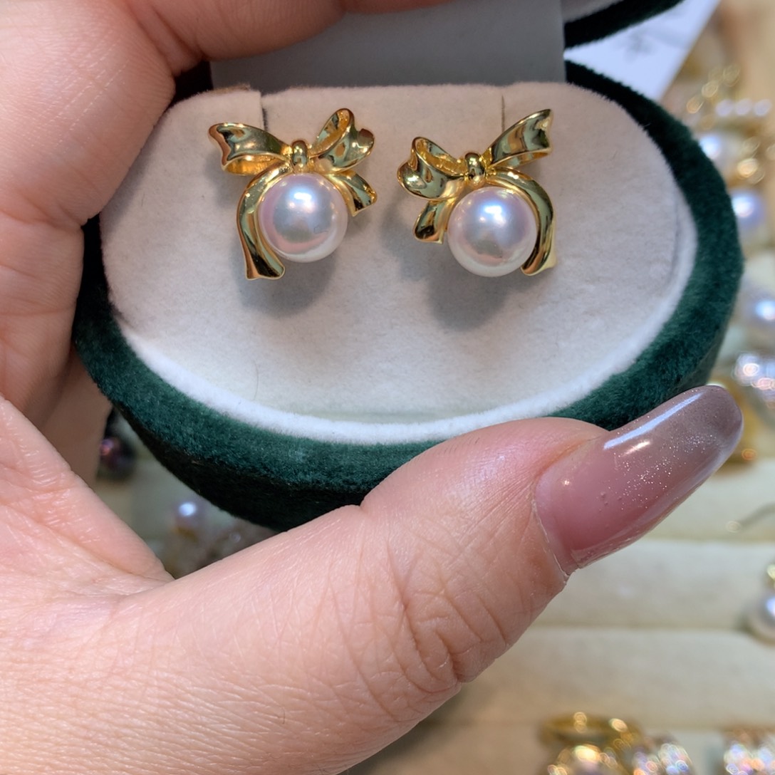 海水珍珠耳饰银S925镶嵌