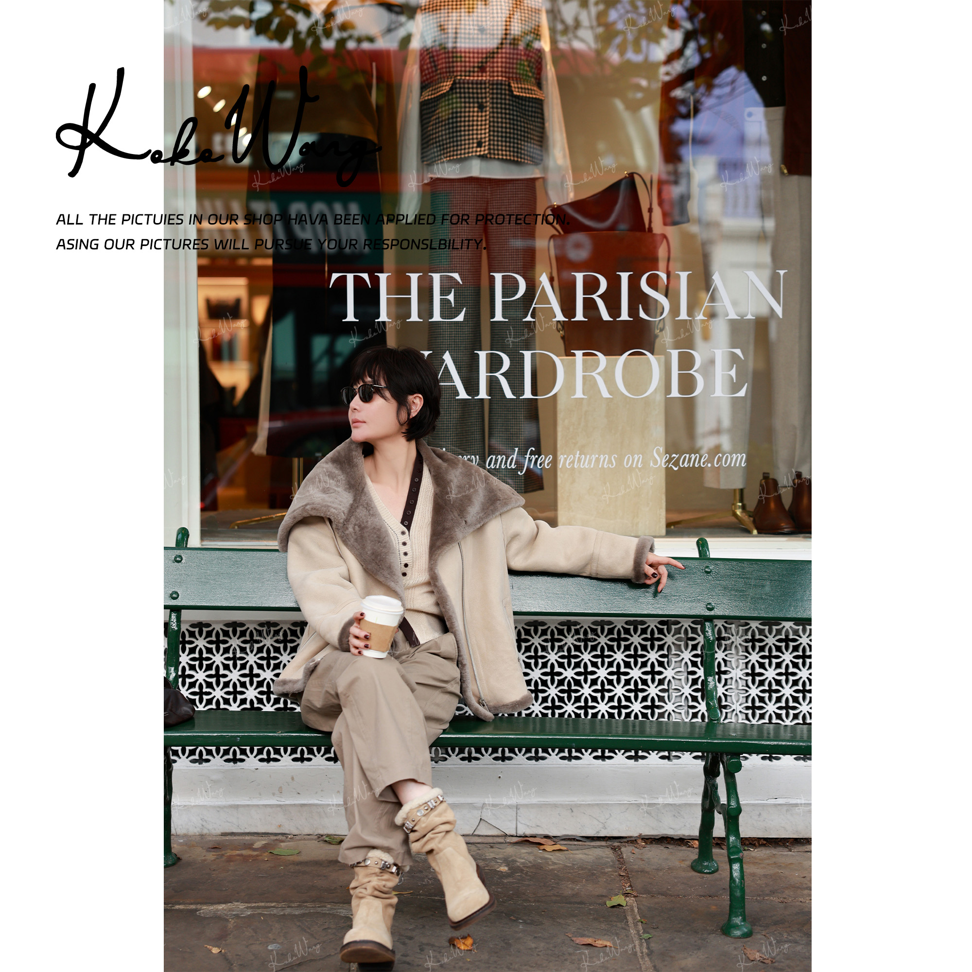 KOKOWANG【柏林假日】流光风女装澳洲A+级皮毛一体外套 N0685H03W43