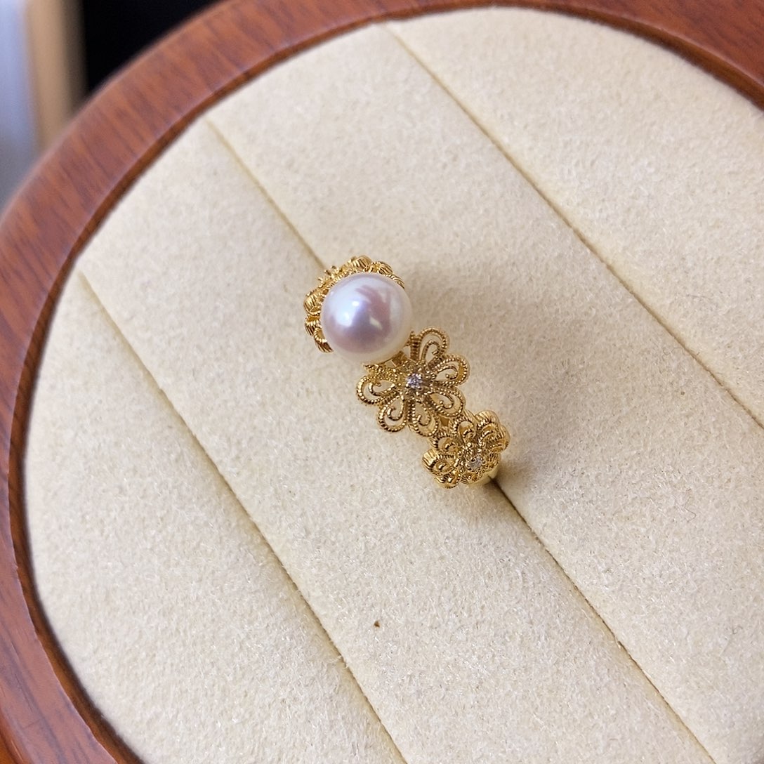 淡水珍珠戒指银S925镶嵌