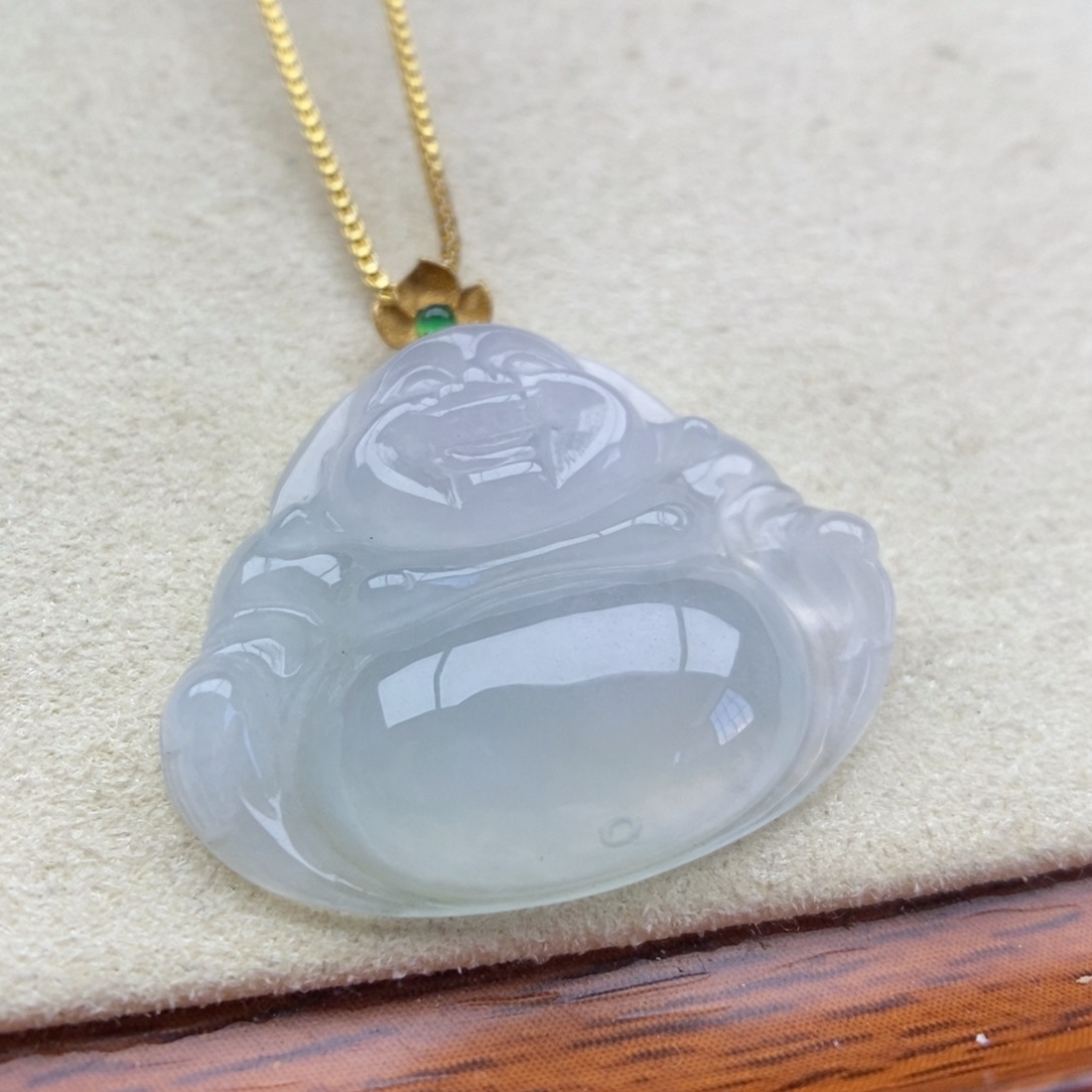 翡翠18K金镶嵌颈饰吊坠6