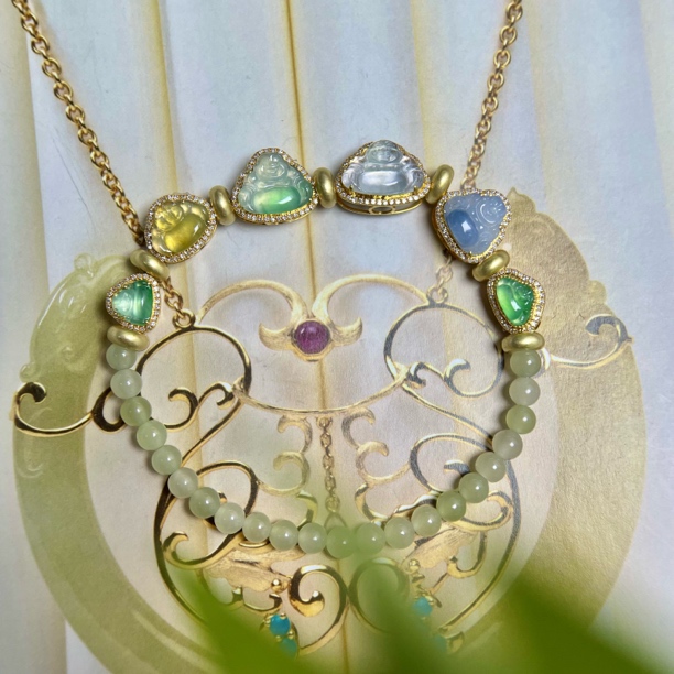 天然A货翡翠高冰种佛公路路通吊坠气质时尚百搭款