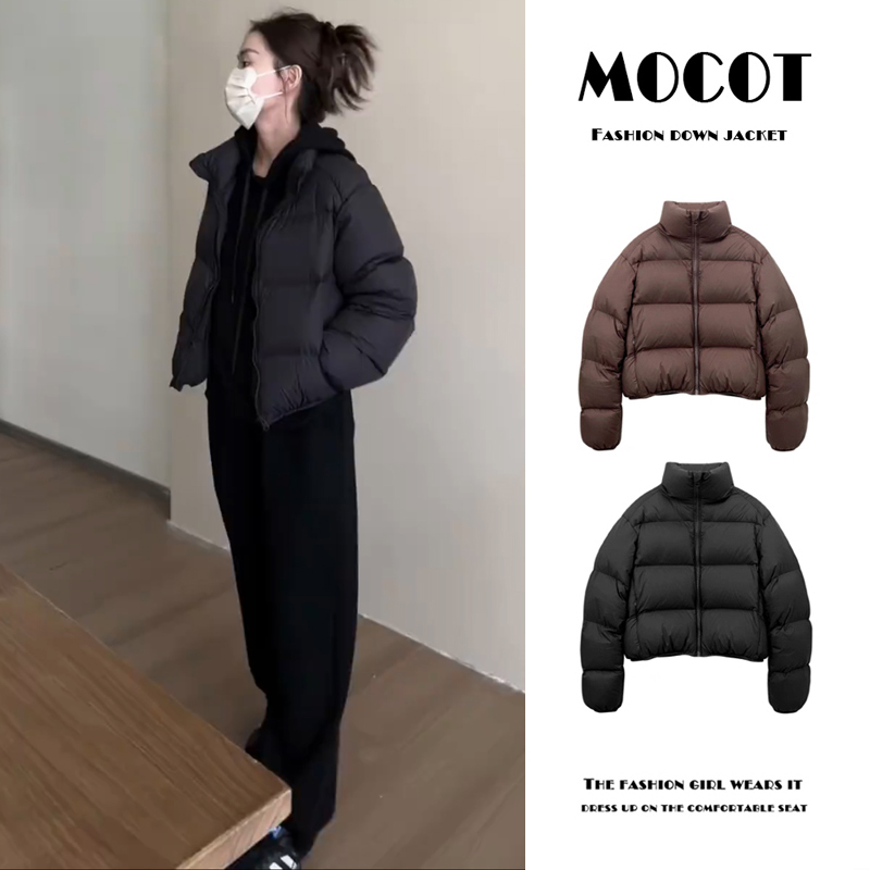 肯豆羽绒服女短款2025新款冬季加厚保暖小个子韩版白鸭绒面包服