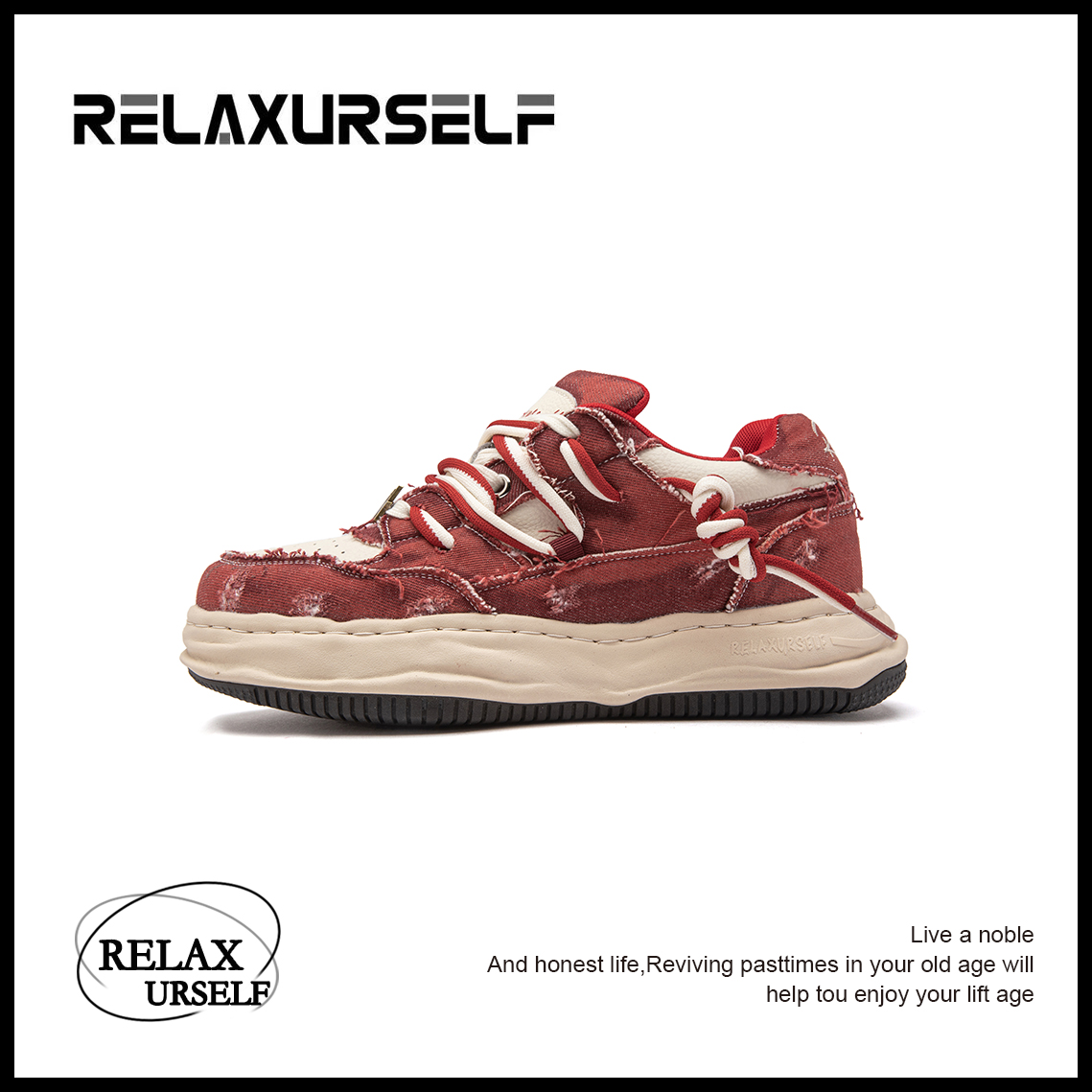 RELAXURSELF四季百搭水洗牛仔低帮增高鞋运动潮鞋潮流休闲情侣鞋