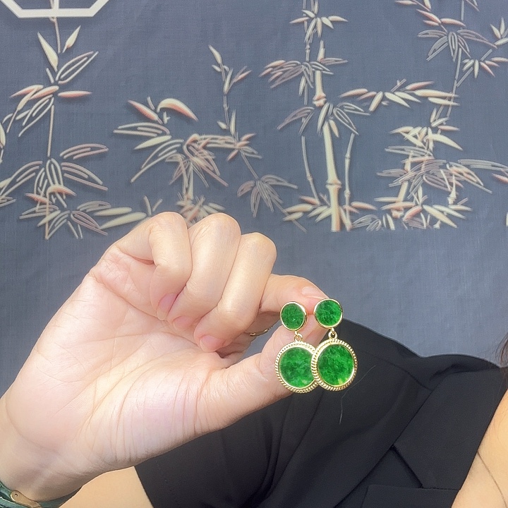 翡翠银S925镶嵌耳饰冬***阳特价