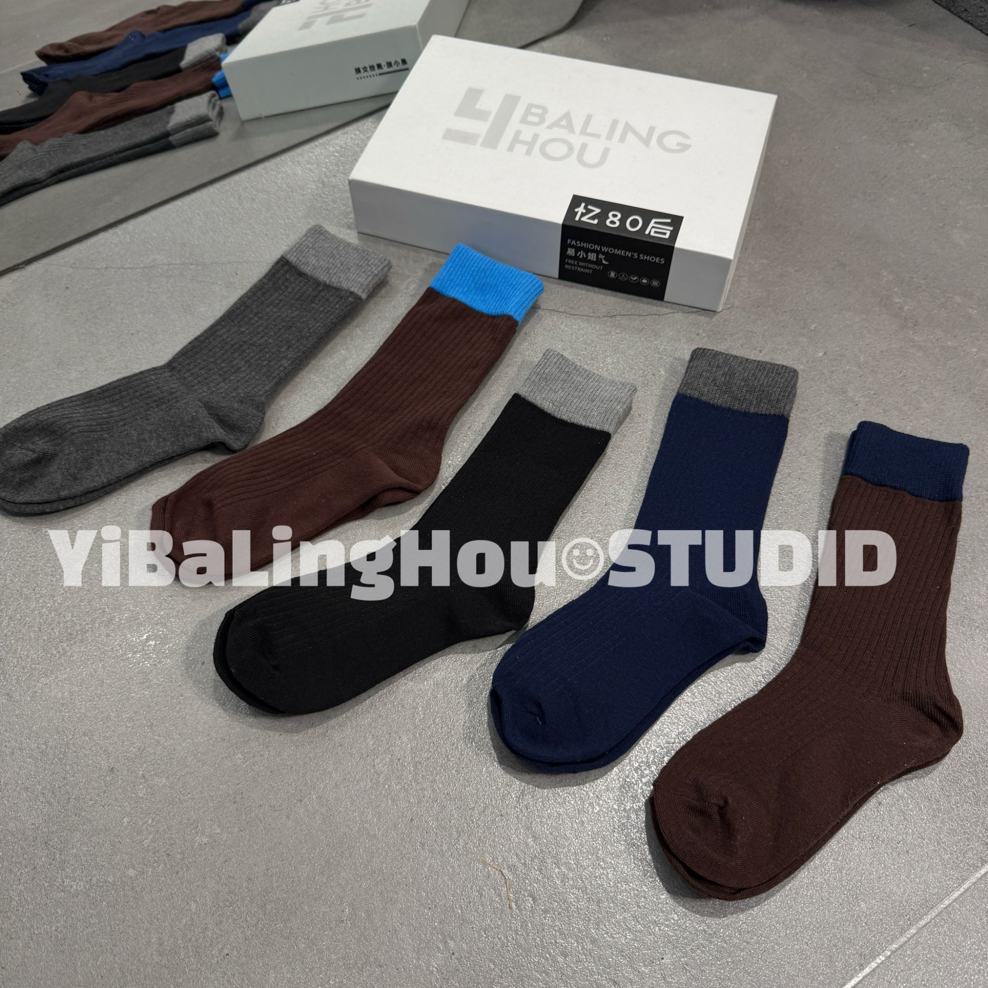 YBLH | 板娘推荐.韩系.美拉德拼色中筒袜W2021