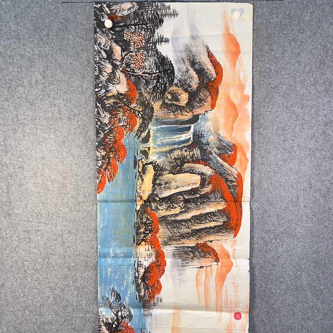 国画601 花鸟在树丛的顶端鸣叫叫声