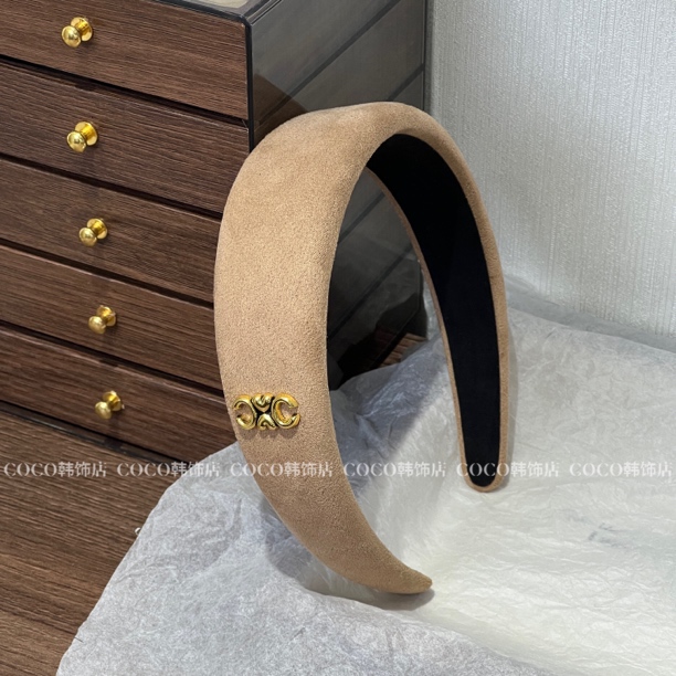 韩系新款燕麦色丝绒高颅顶发箍法式复古气质百搭网红发饰发卡头箍