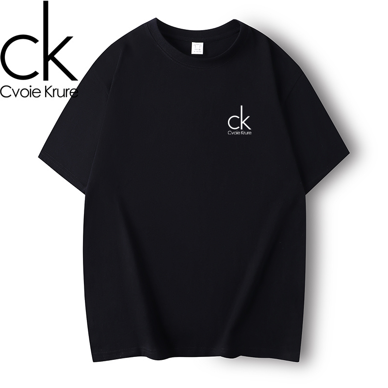CK 新款纯棉男士短袖T恤男装潮牌半袖夏季纯色印花透气上衣服
