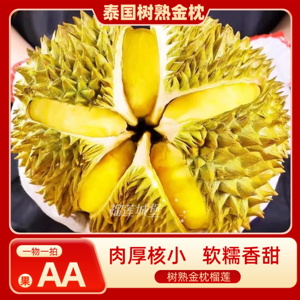 （整果一物一拍）正宗泰国真正树熟金枕AA一级榴莲 鲜榴莲核小斤 榴莲小时达金枕泰国