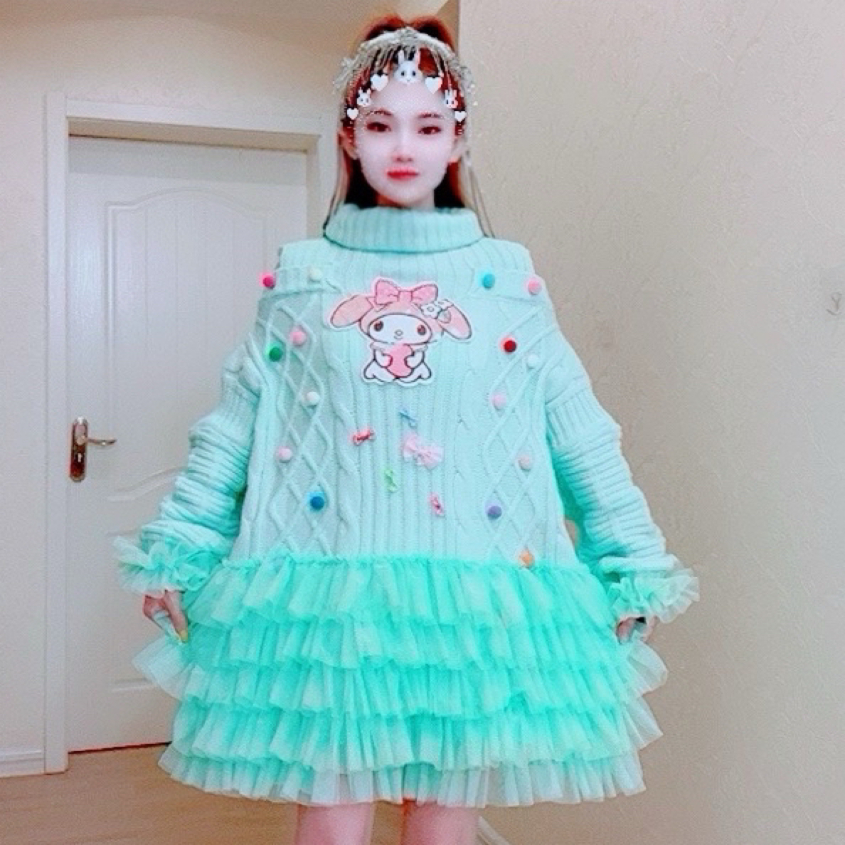 【面条仙仙】3526#高品质纱纱拼接高端设计师款毛衣连衣裙