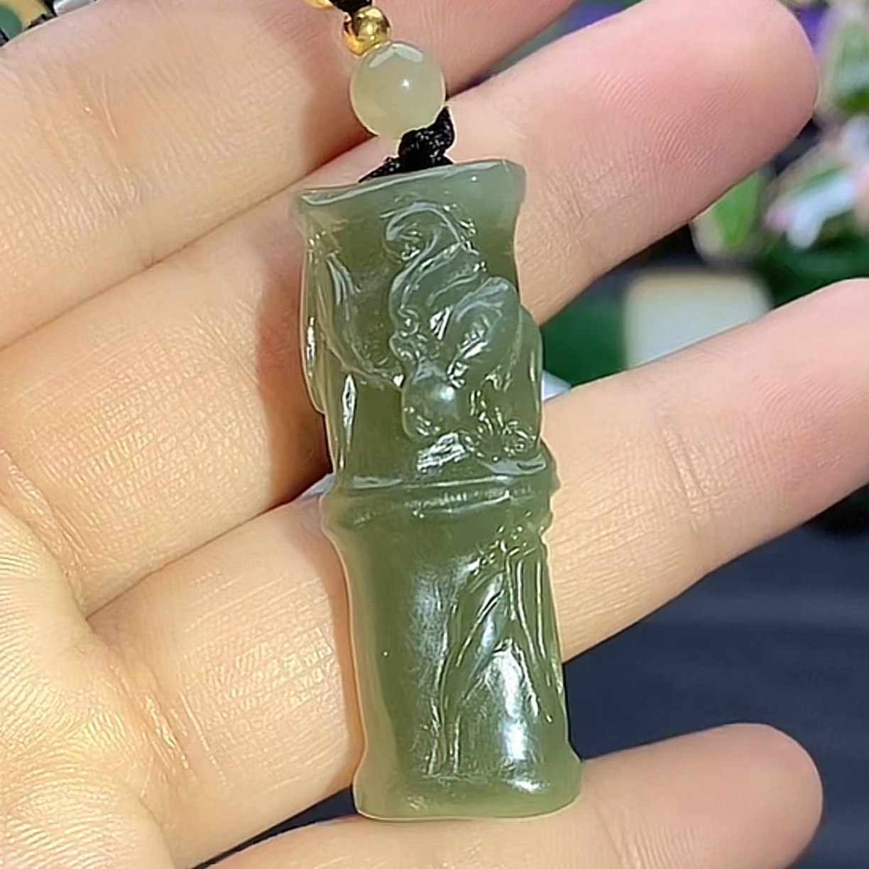 和田玉竹节精致挂件