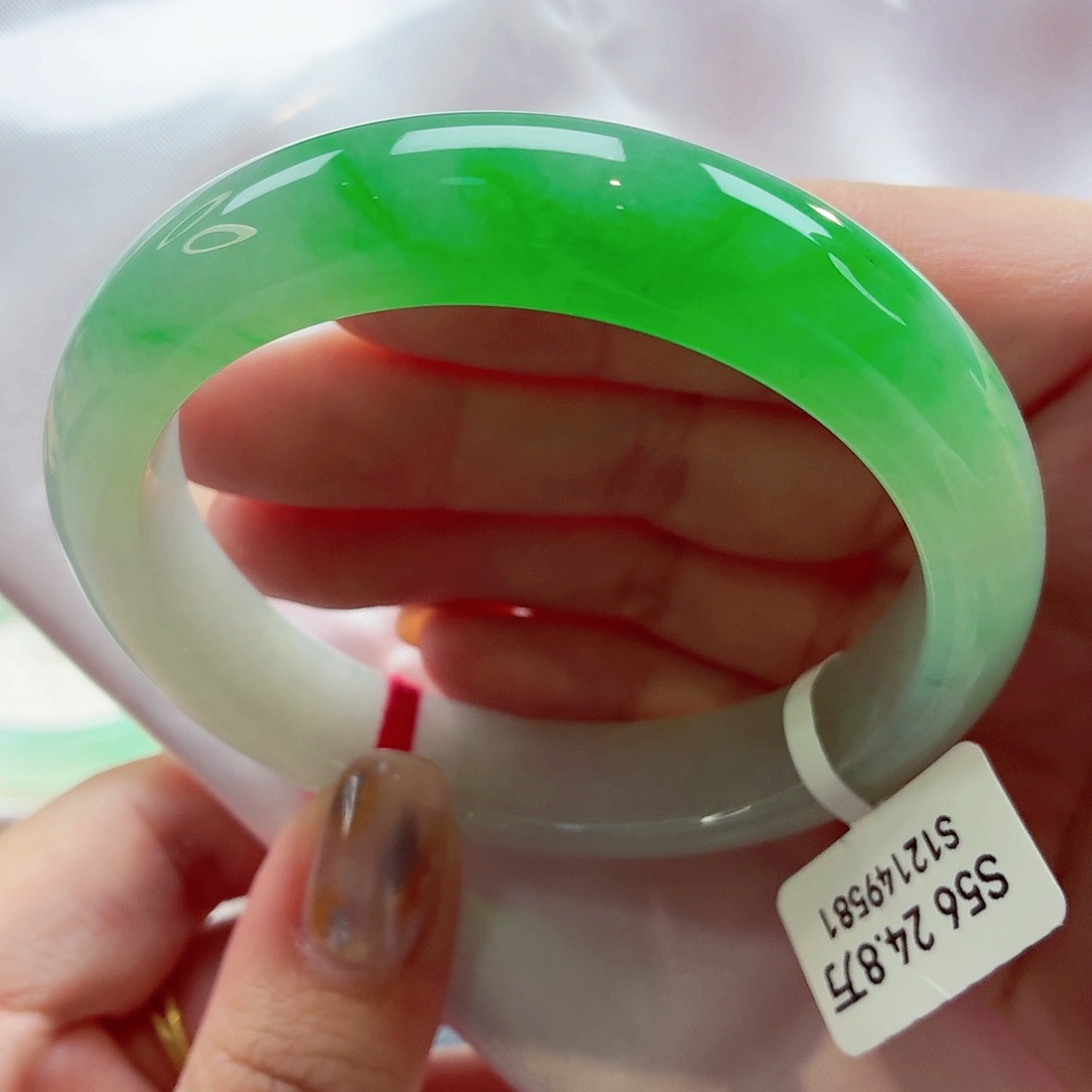 翡翠未镶嵌手镯22（11号）上新辣色