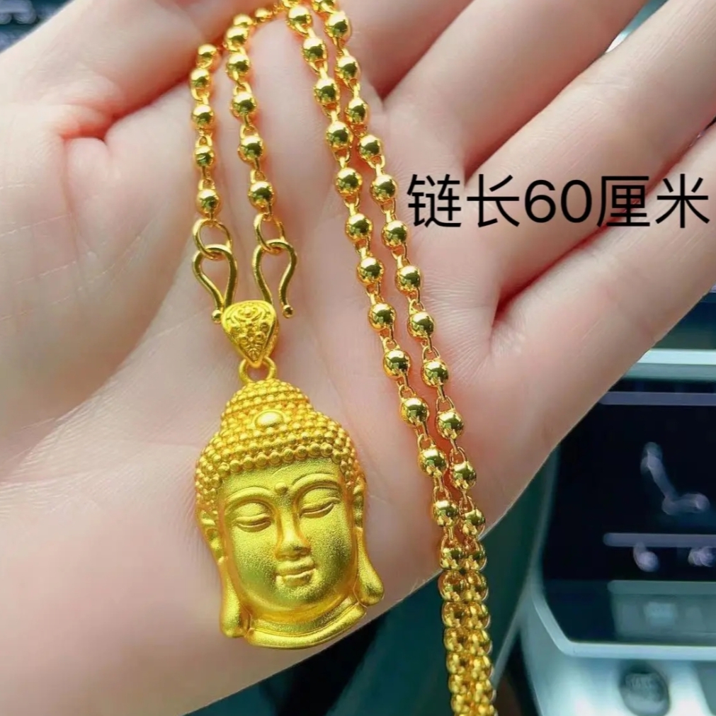 铜合金项链 精工版珠珠链配永保平安佛头时尚气质毛衣链0009