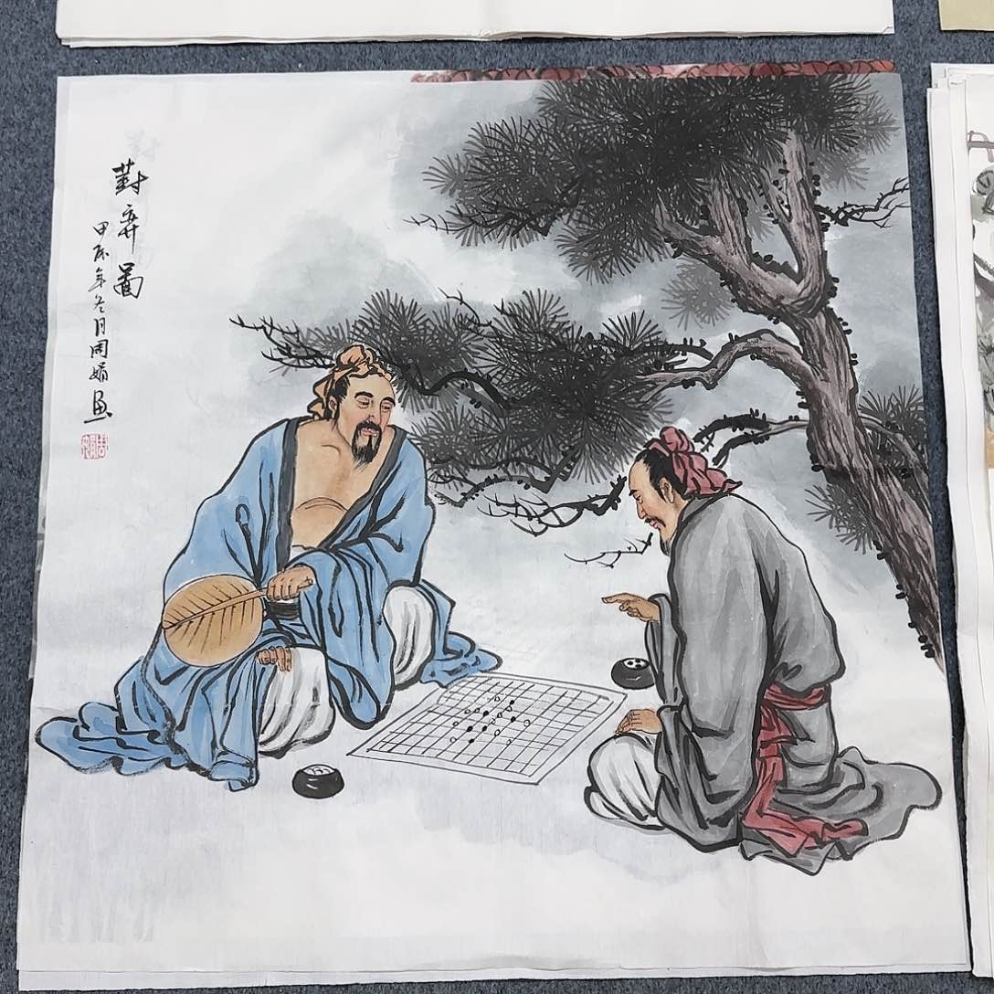 国画尺寸70X70手绘作品 