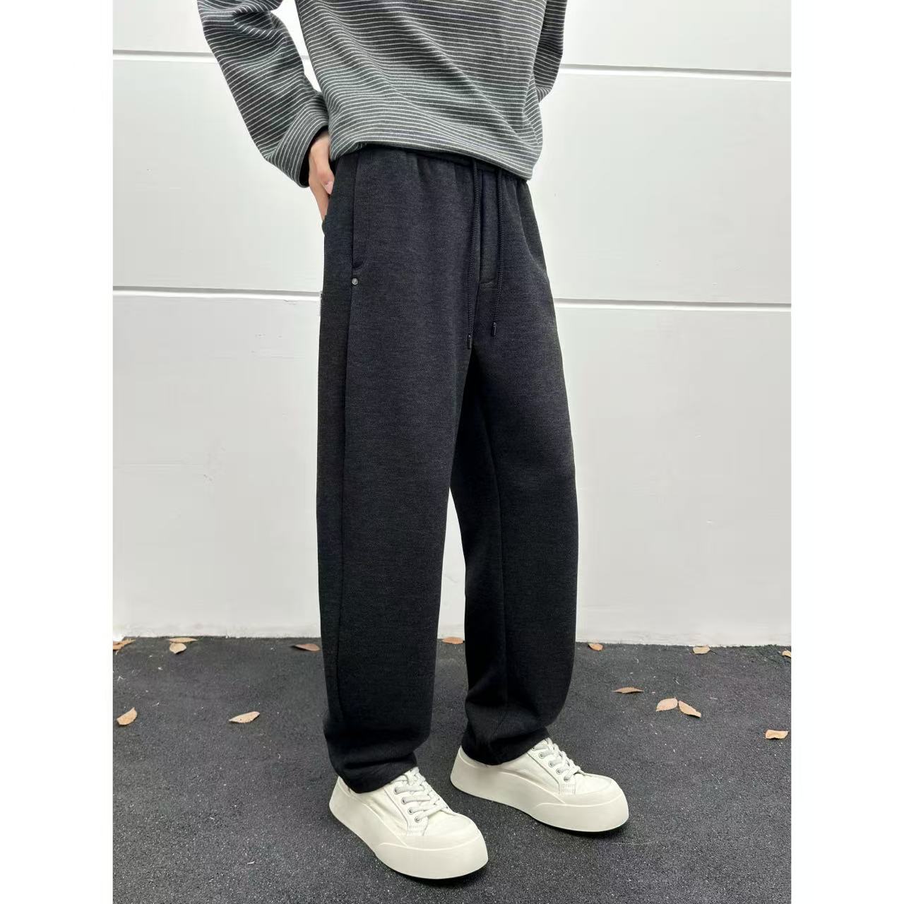 『石小妹专属』绵羊毛冬季加绒保暖简约百搭直筒休闲裤25-597