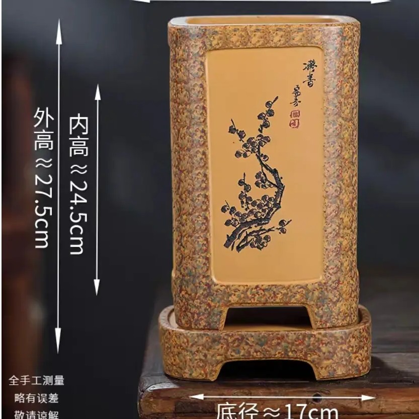 宜兴紫砂四方兰花盆创意设计适合室内桌面养根透气