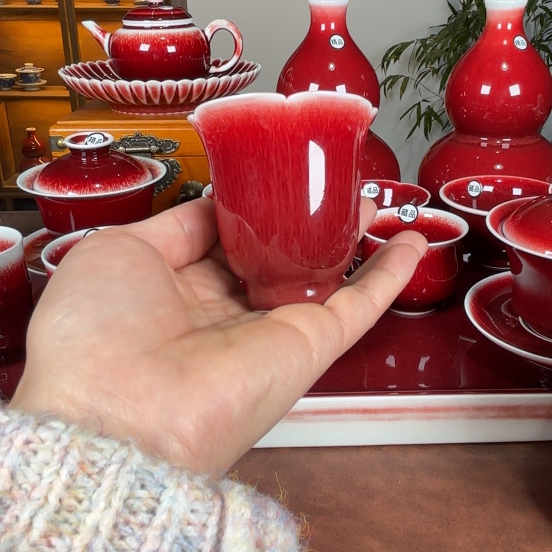 杯景德镇高温原矿杯花口闻香