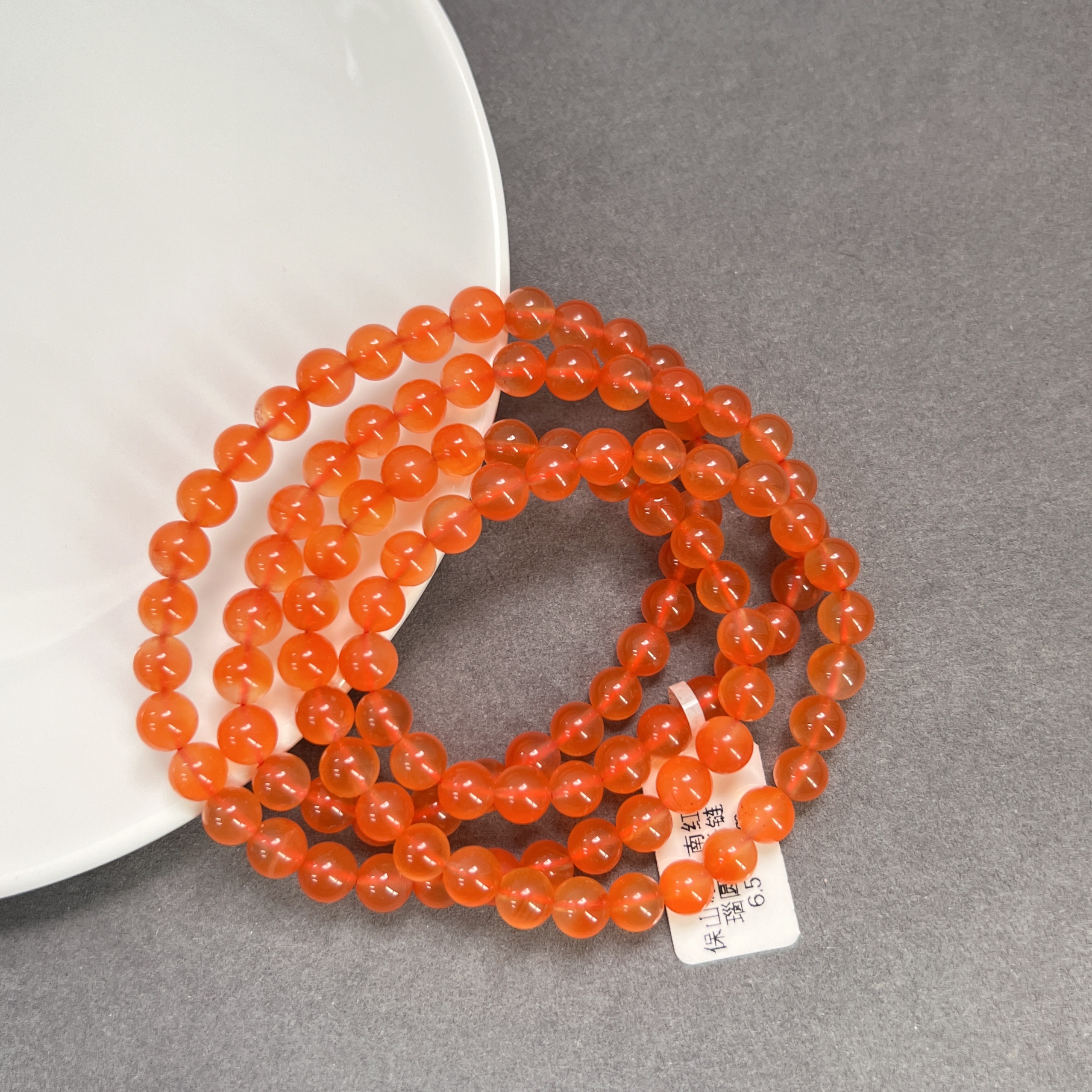 保山冰红南红玛瑙圆珠长链6.5-7mm