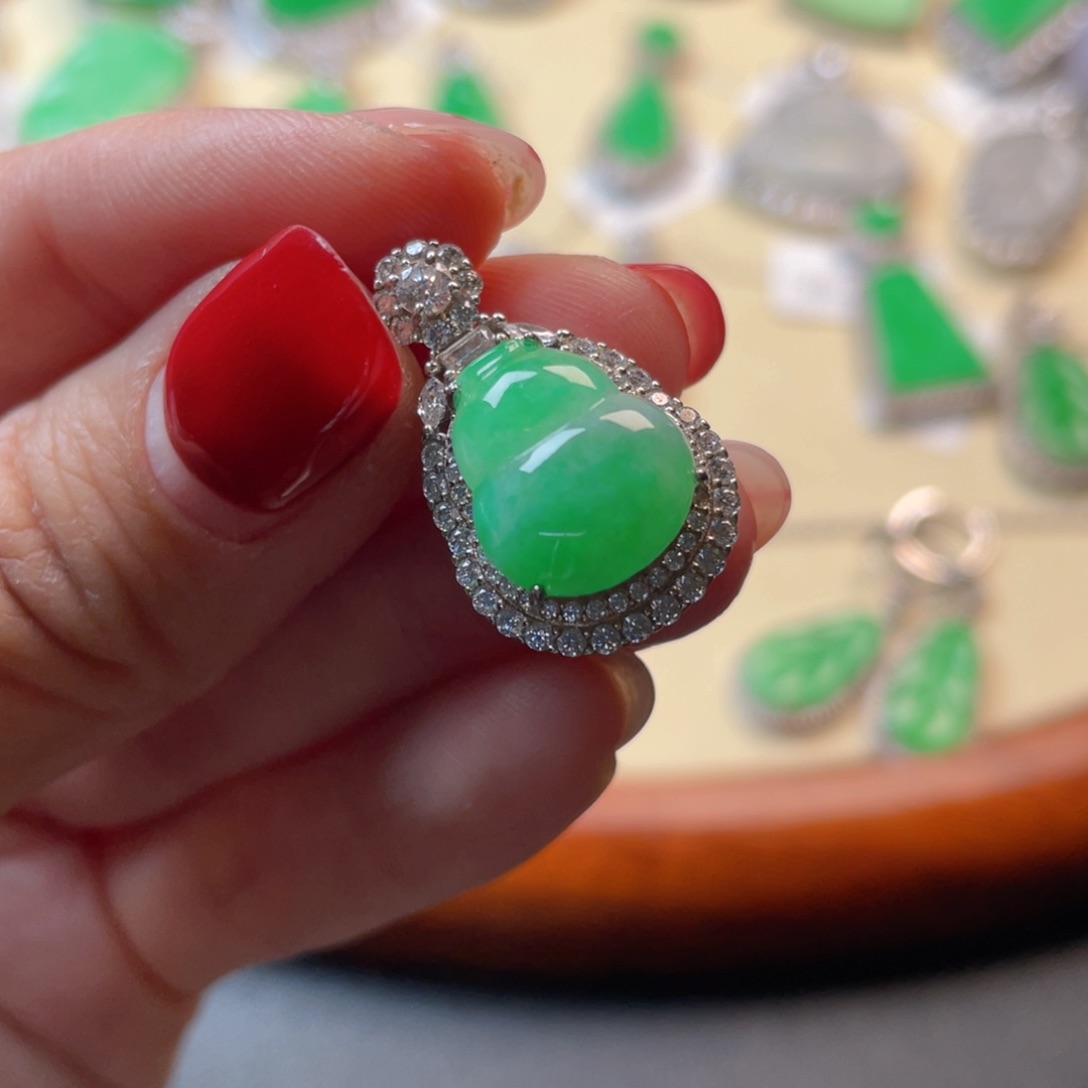 翡翠吊坠(不含链)银S925镶嵌