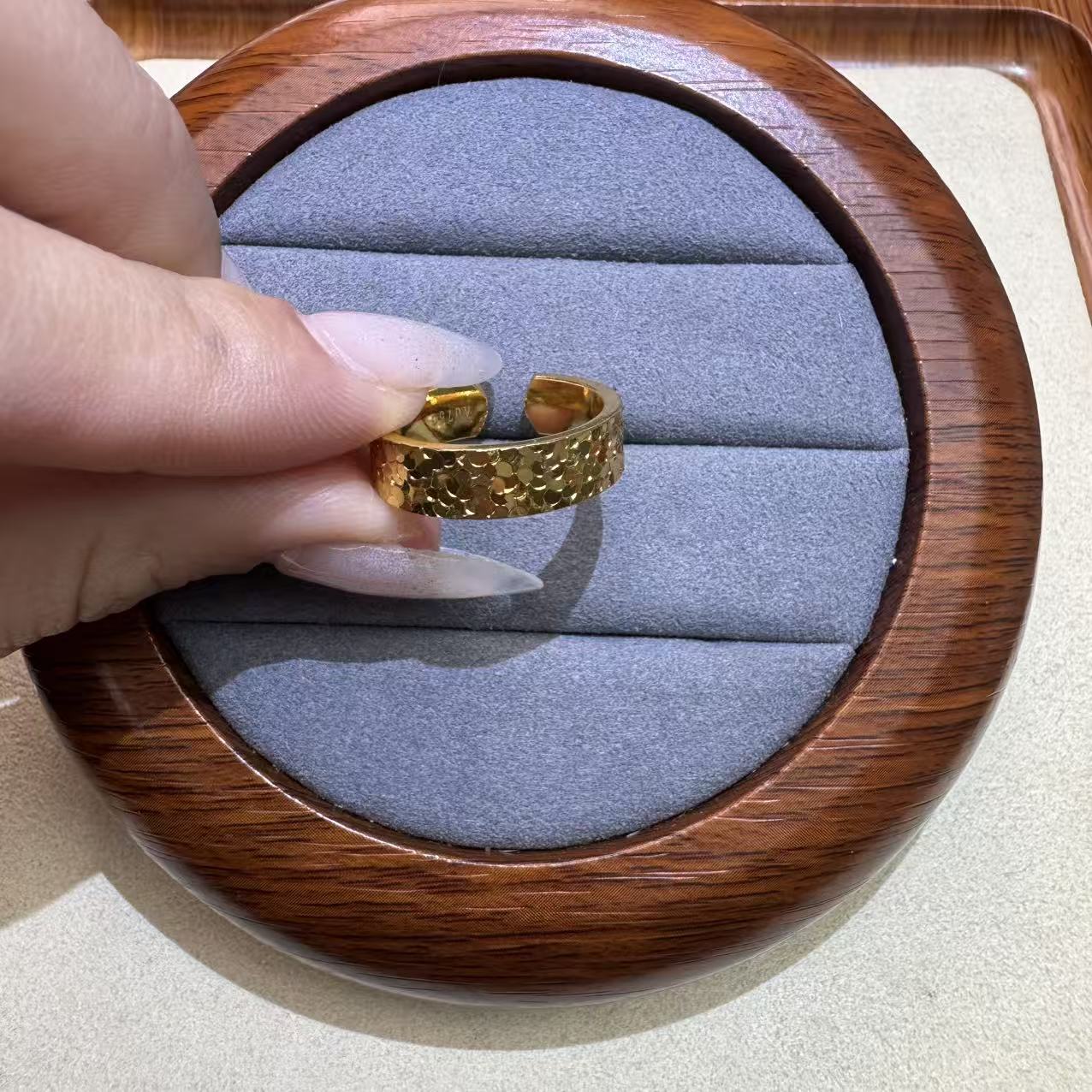 非金属珐琅戒指 金色 碎冰冰戒指 L110