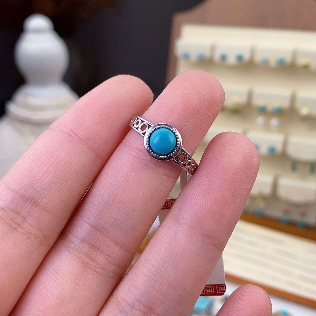 绿松石戒指银S925镶嵌