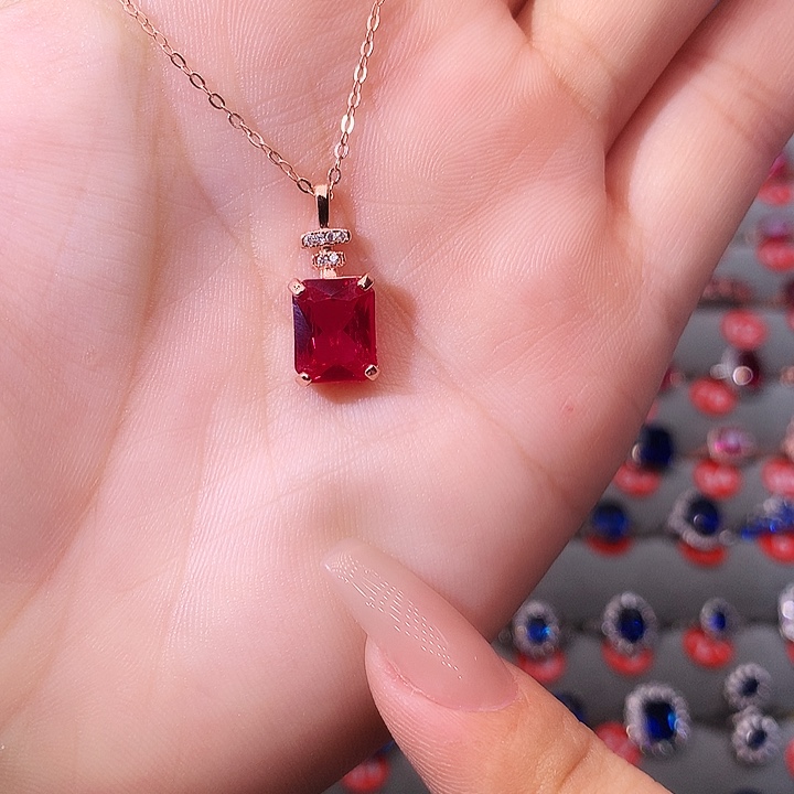 红宝石吊坠(赠链)银S925镶嵌