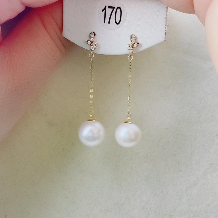 18K金镶嵌淡水珍珠耳饰