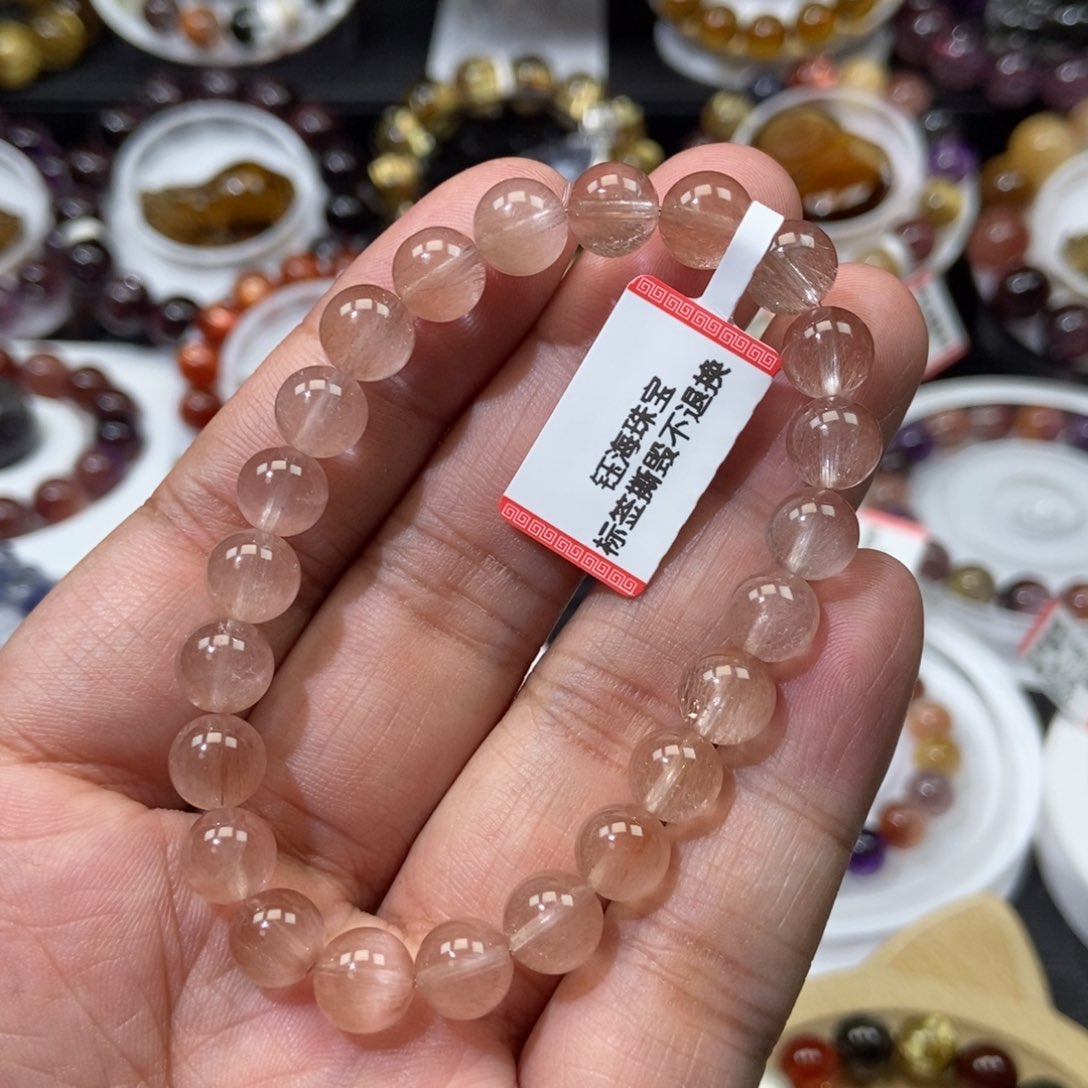 粉兔毛手链8未镶嵌水晶