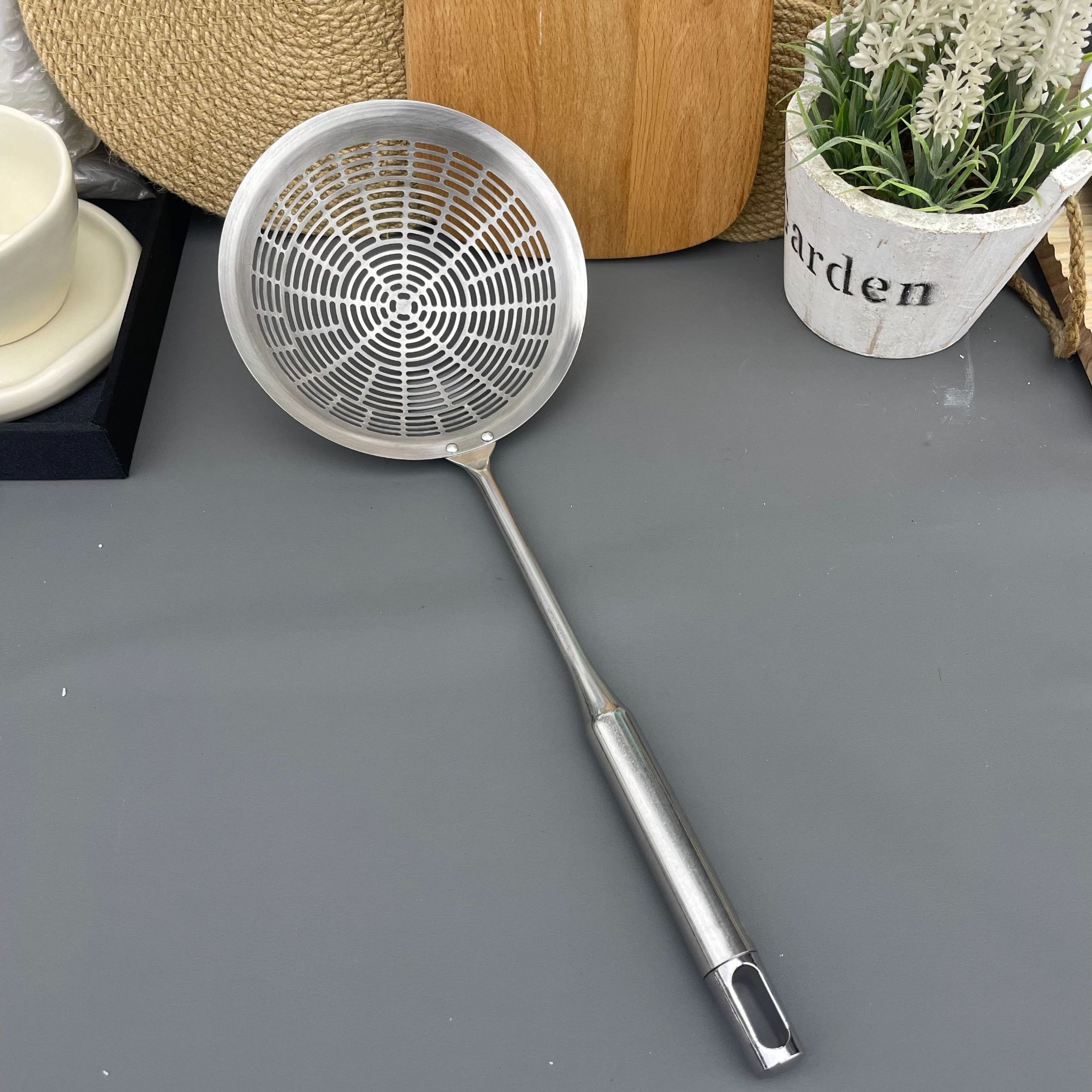 韩式定制锻造加厚全钢一体油炸漏勺家用厨房必备轻奢【汤家限定】