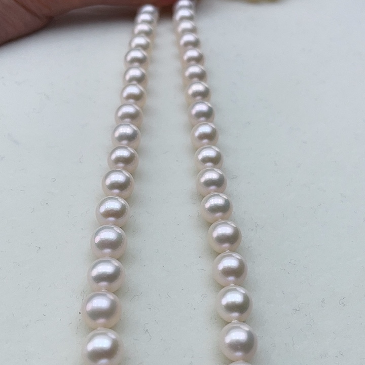 淡水珍珠颈饰银S925镶嵌卡8极光天女粉高品