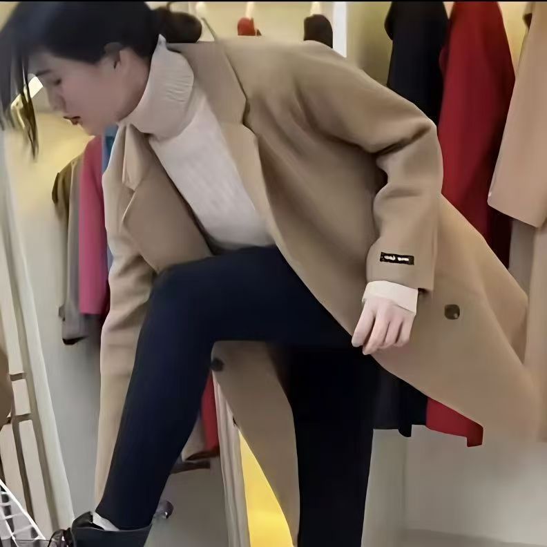 【现货+有运费险】2025秋冬季双面呢子中长款韩版宽松毛呢大衣外套