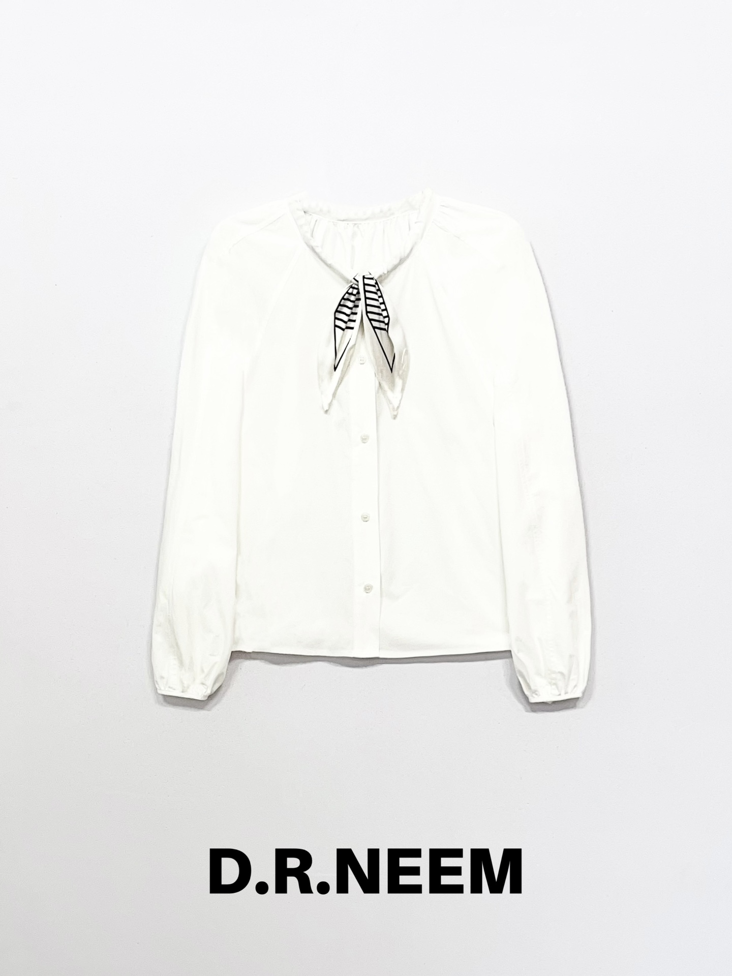 DRN 韩系简约丝巾衬衫