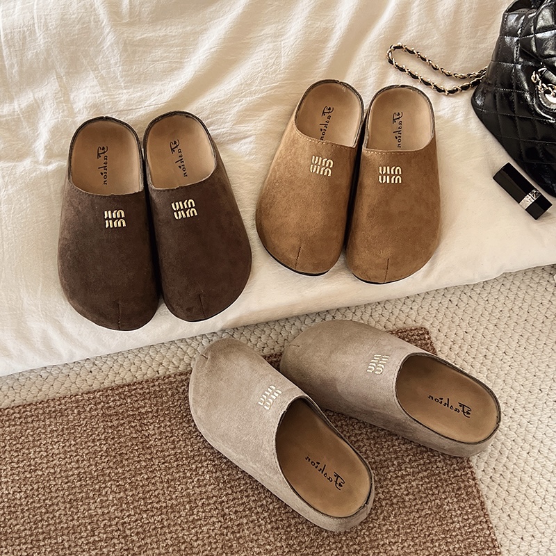 【MM小土豆】小众复古厚底勃肯鞋春夏新款内增高博肯半拖鞋