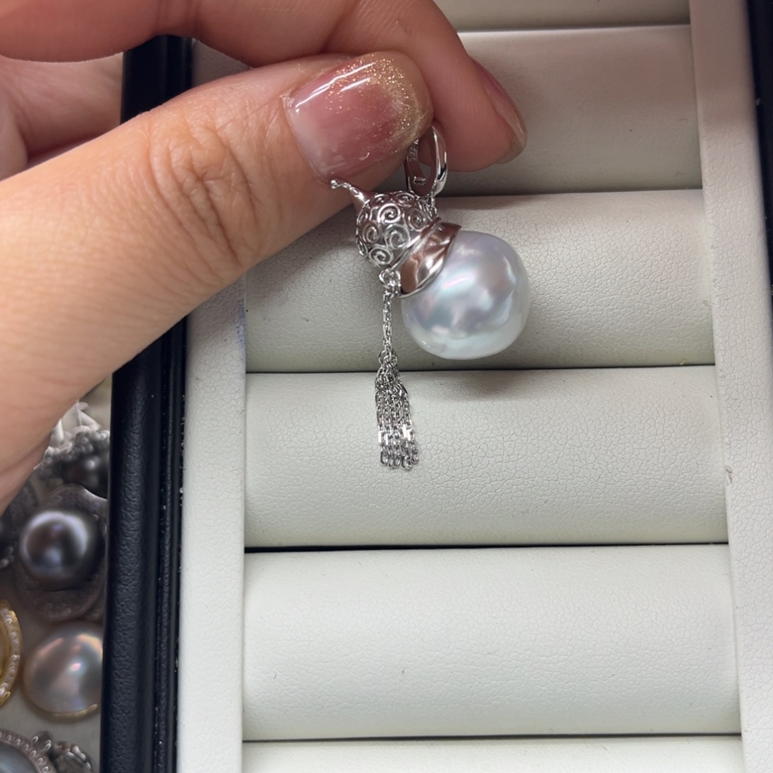海水珍珠吊坠(不含链)银S925镶嵌