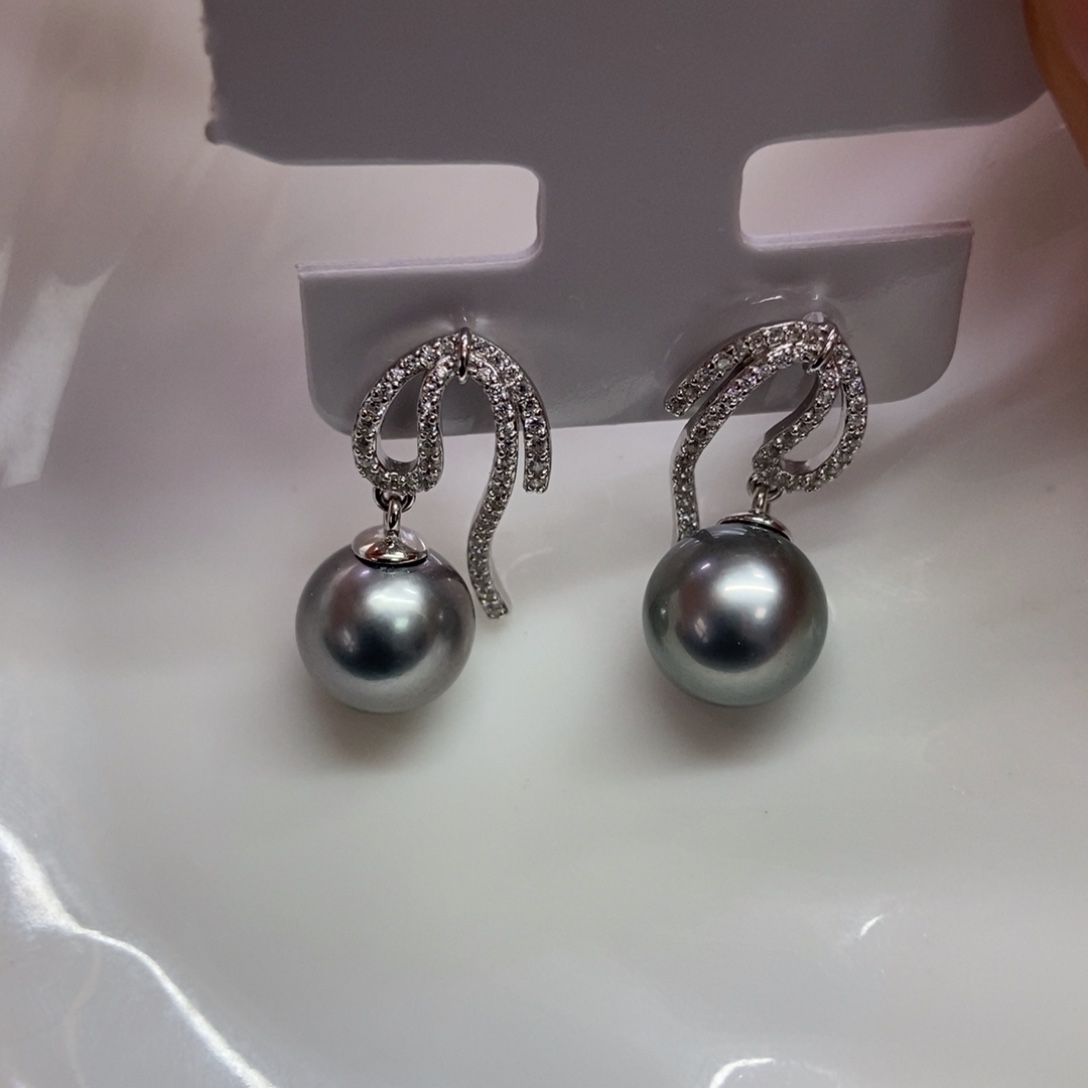 海水珍珠耳饰银S925镶嵌