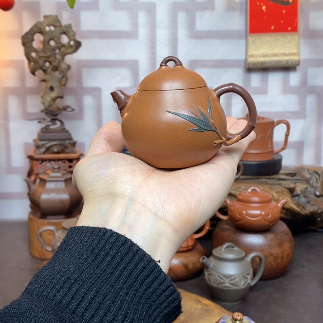 紫砂茶具降坡泥梨形竹韵