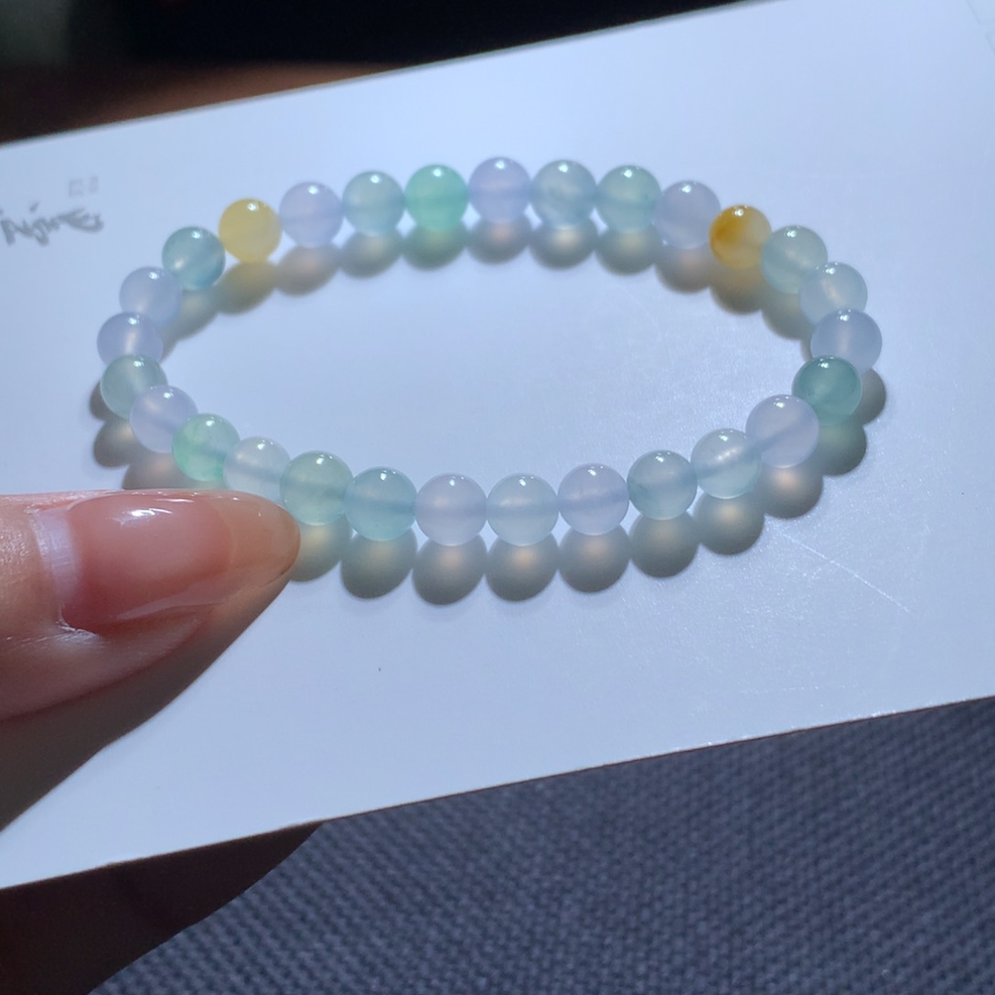翡翠手串未镶嵌马卡龙色系手串卡6