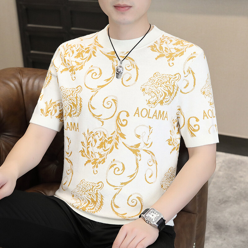 【高品质】帅气针织T恤2025春季男卫衣打底衫圆领男士休闲百搭个性A