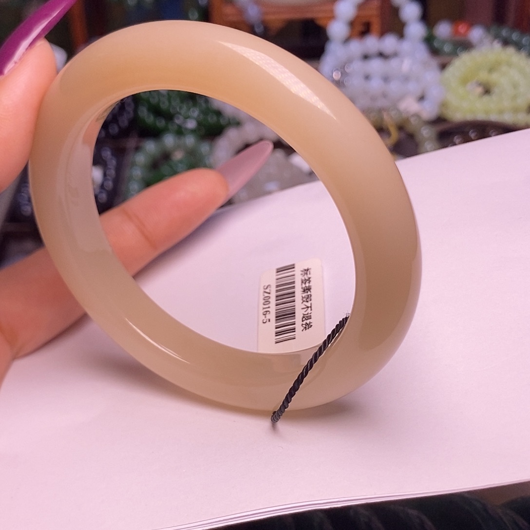 和田玉未镶嵌颈饰藕粉老熟料收藏毕业级手镯60.5