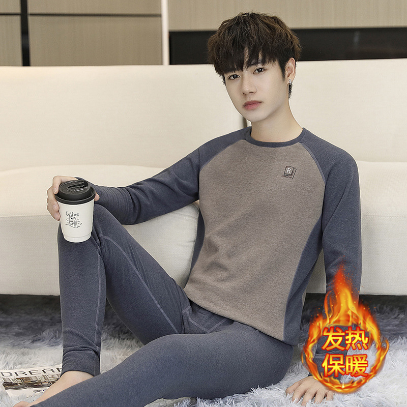 保暖衣男超厚加绒青少年男士冬天套装学生冬季防寒棉毛衫可外穿