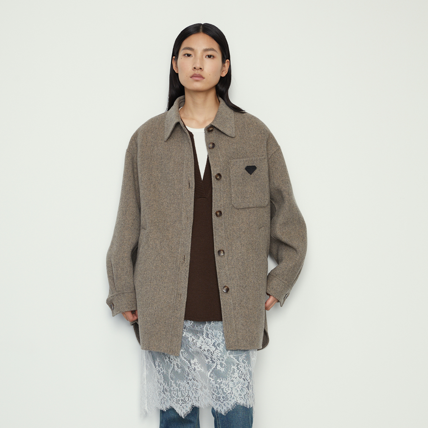 2025冬季长袖常规宽松型毛呢外套短外套毛呢大衣复古翻领秋冬