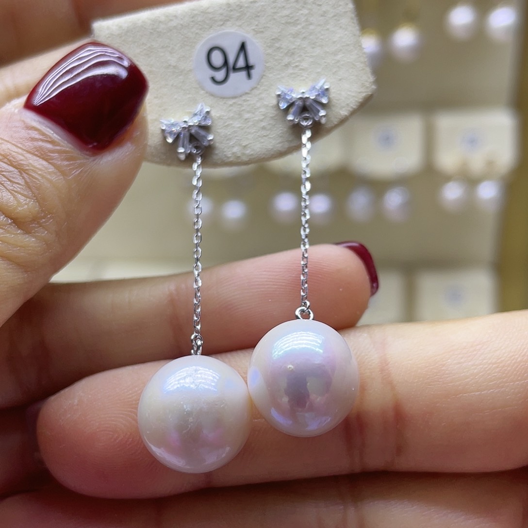 淡水珍珠耳饰银S925镶嵌